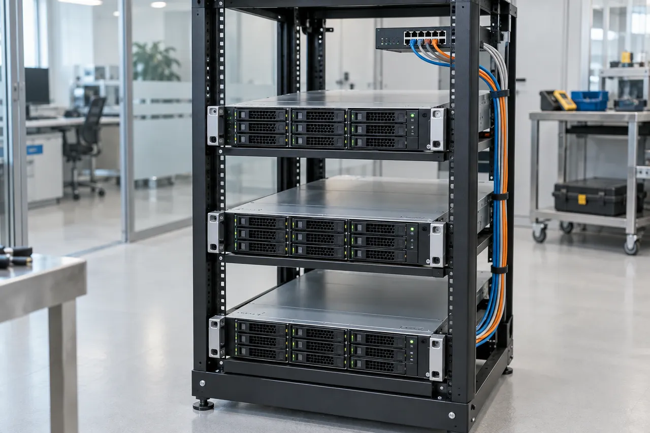 Tre nodi server di un cluster di virtualizzazione
