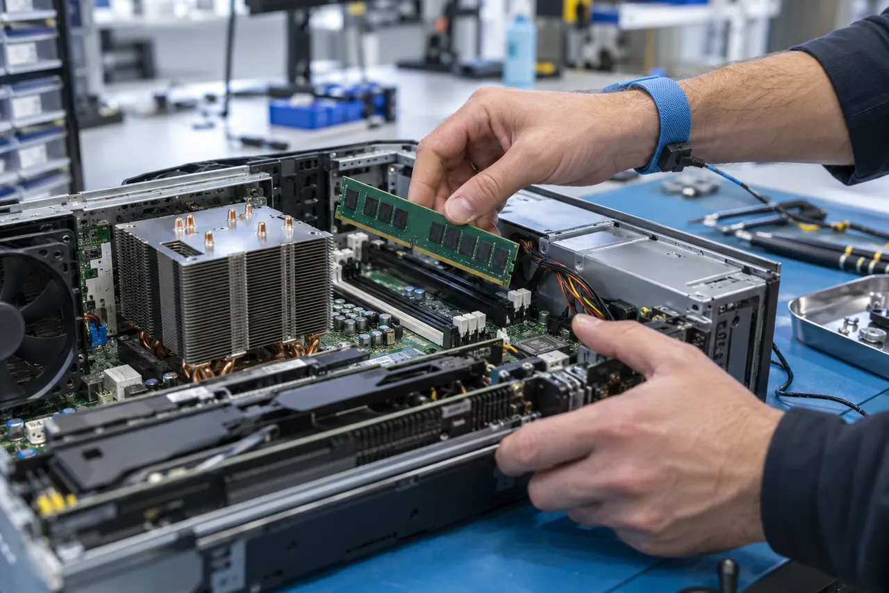 Intervento tecnico sui componenti di una workstation