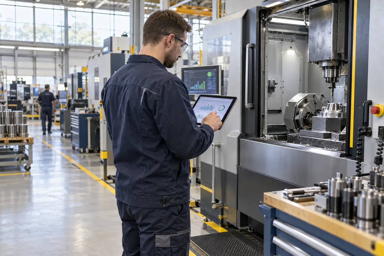 Gestione della produzione con tablet e macchinari industriali